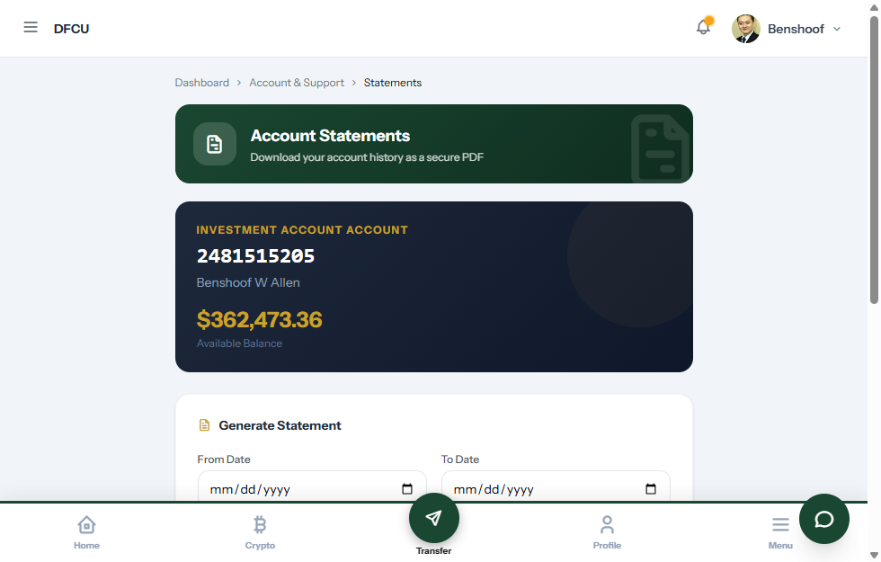 Novarion statements screen